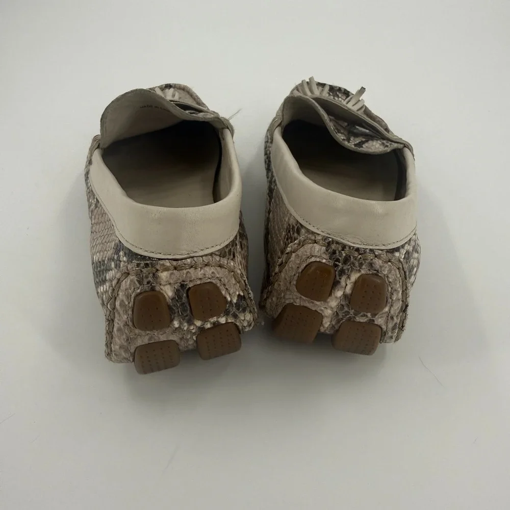 Cole Haan Driving Loafers Womens US 5B Brown Black Python Print Tassel Slip On